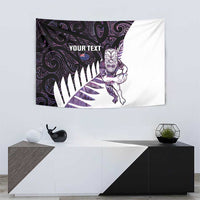 New Zealand Silver Fern Rugby Custom Tapestry Go All Black Purple Maori Paua Shell LT14 - Polynesian Pride