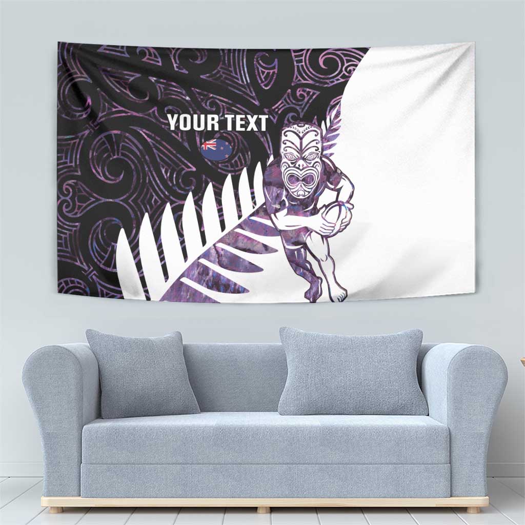 New Zealand Silver Fern Rugby Custom Tapestry Go All Black Purple Maori Paua Shell LT14 - Polynesian Pride