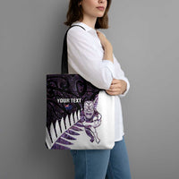 New Zealand Silver Fern Rugby Custom Tote Bag Go All Black Purple Maori Paua Shell LT14 - Polynesian Pride