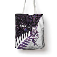 New Zealand Silver Fern Rugby Custom Tote Bag Go All Black Purple Maori Paua Shell LT14 - Polynesian Pride