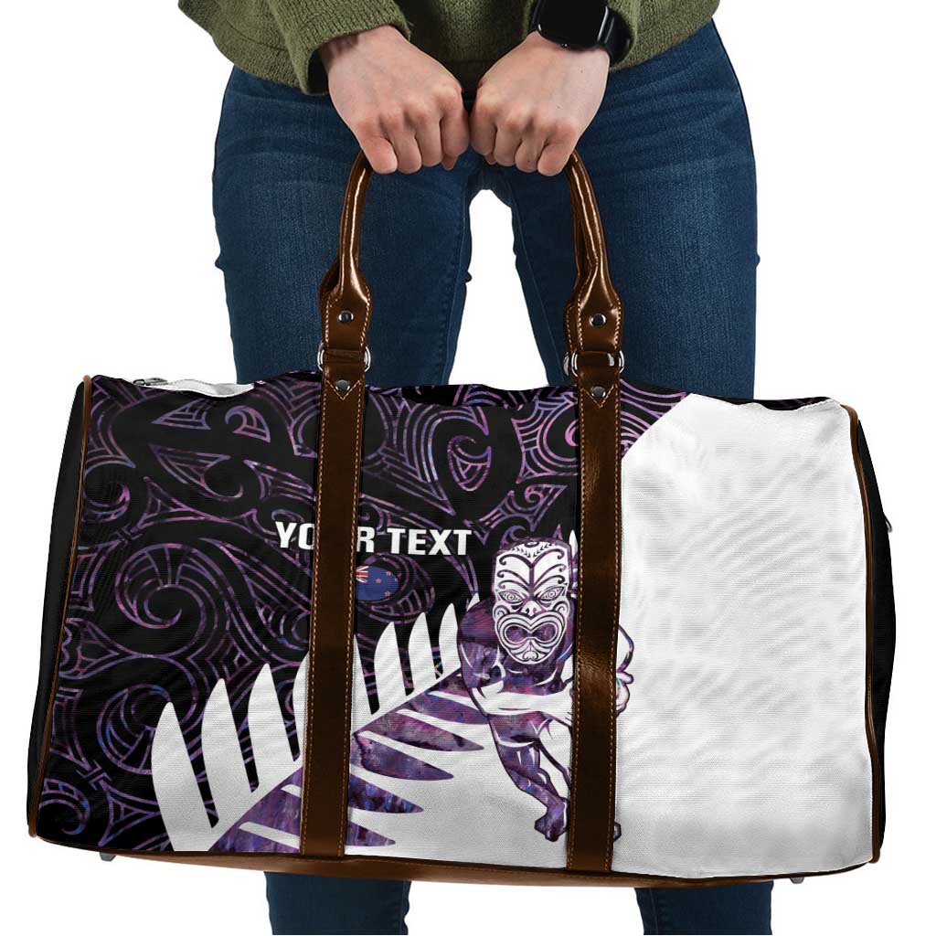 New Zealand Silver Fern Rugby Custom Travel Bag Go All Black Purple Maori Paua Shell LT14 Purple - Polynesian Pride
