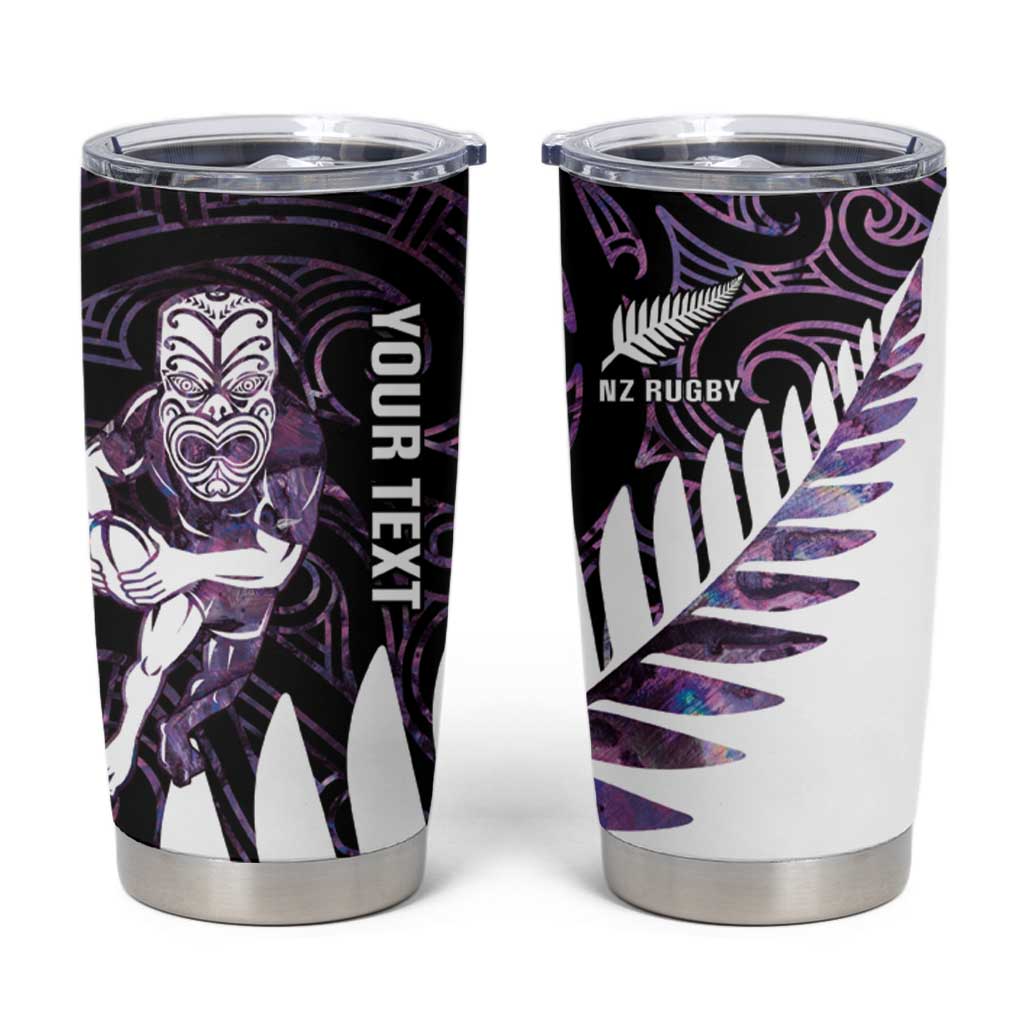 New Zealand Silver Fern Rugby Custom Tumbler Cup Go All Black Purple Maori Paua Shell LT14 Purple - Polynesian Pride