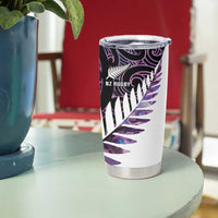 New Zealand Silver Fern Rugby Custom Tumbler Cup Go All Black Purple Maori Paua Shell LT14 - Polynesian Pride