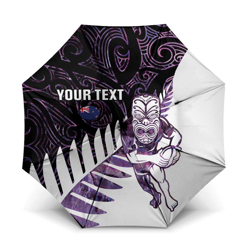 New Zealand Silver Fern Rugby Custom Umbrella Go All Black Purple Maori Paua Shell LT14 One Size Folded 11.42 inch Opened Diameter 37.4 inch Purple - Polynesian Pride