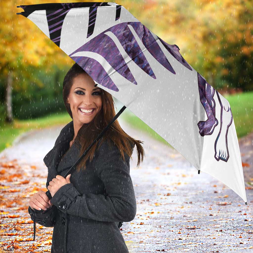 New Zealand Silver Fern Rugby Custom Umbrella Go All Black Purple Maori Paua Shell LT14 - Polynesian Pride