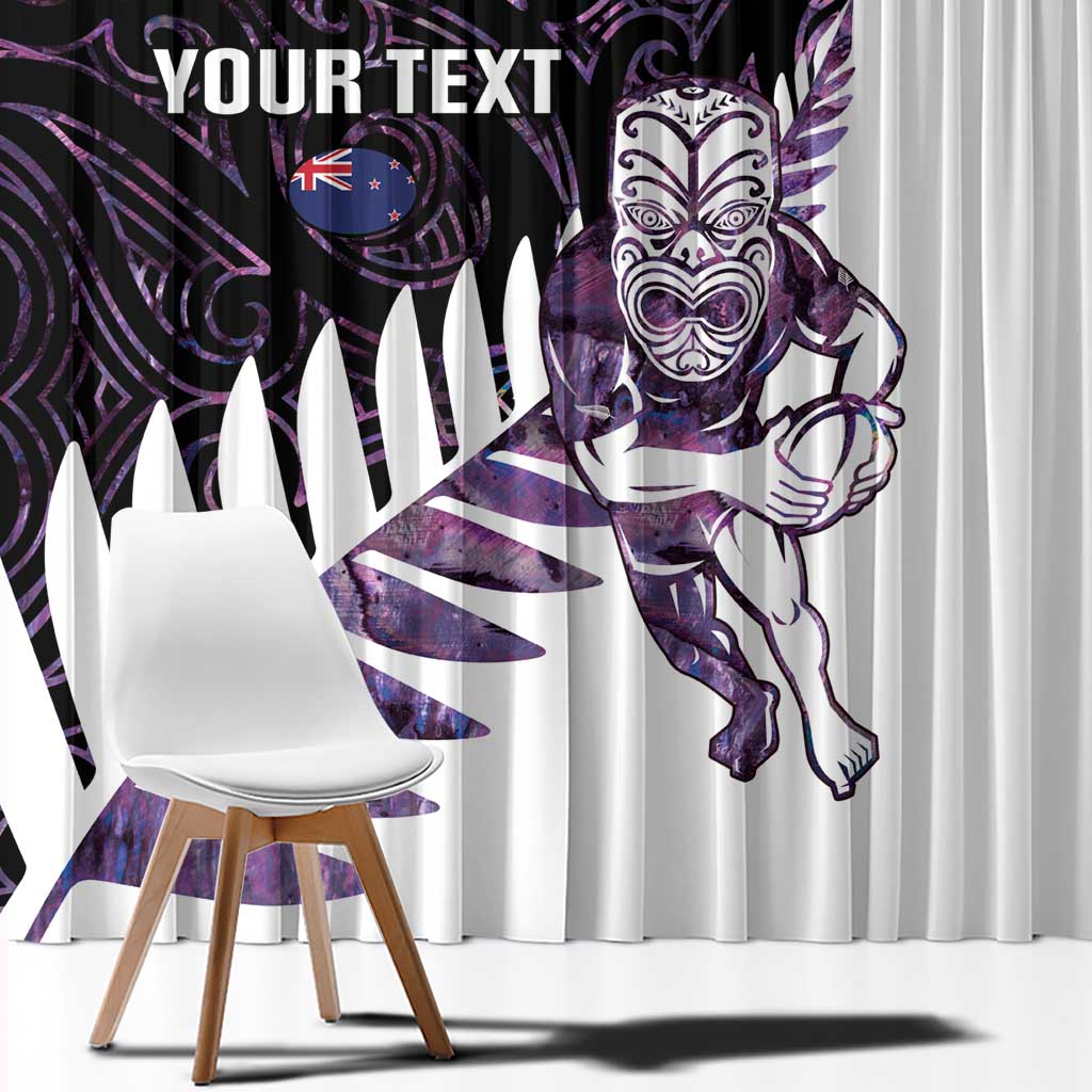 New Zealand Silver Fern Rugby Custom Window Curtain Go All Black Purple Maori Paua Shell LT14 - Polynesian Pride