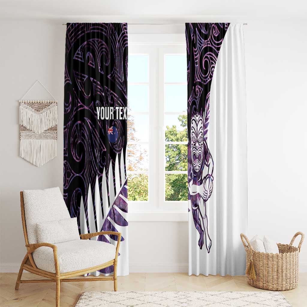 New Zealand Silver Fern Rugby Custom Window Curtain Go All Black Purple Maori Paua Shell LT14 - Polynesian Pride