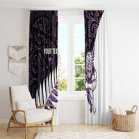New Zealand Silver Fern Rugby Custom Window Curtain Go All Black Purple Maori Paua Shell LT14 - Polynesian Pride
