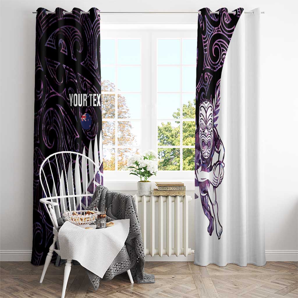 New Zealand Silver Fern Rugby Custom Window Curtain Go All Black Purple Maori Paua Shell LT14 - Polynesian Pride