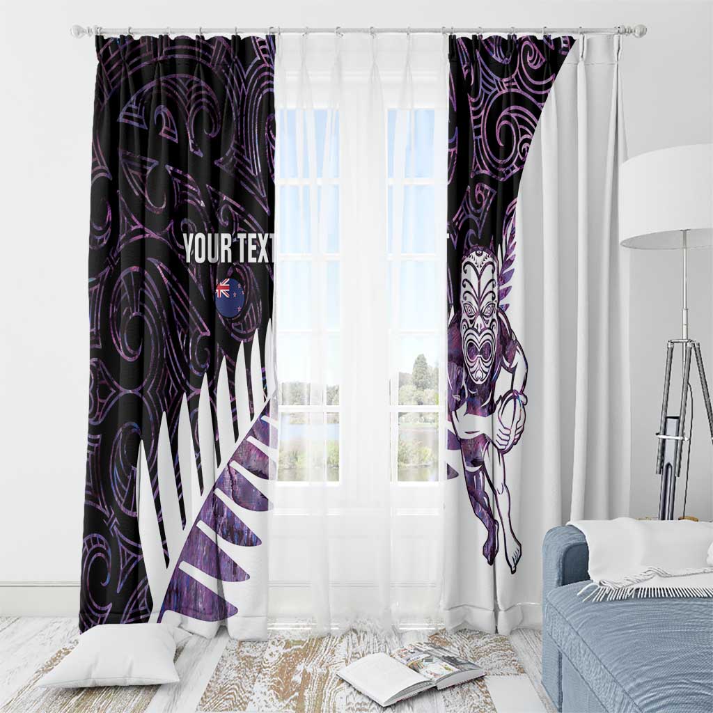 New Zealand Silver Fern Rugby Custom Window Curtain Go All Black Purple Maori Paua Shell LT14 - Polynesian Pride