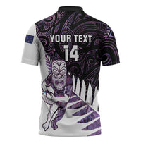 New Zealand Silver Fern Rugby Custom Zipper Polo Shirt Go All Black Purple Maori Paua Shell LT14 - Polynesian Pride