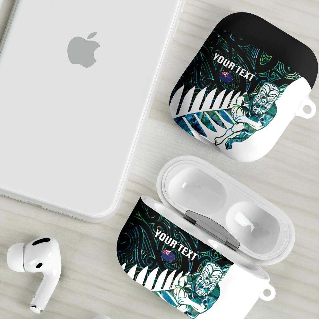 New Zealand Silver Fern Rugby Custom AirPods Case Go All Black Turquoise Maori Paua Shell LT14 - Polynesian Pride