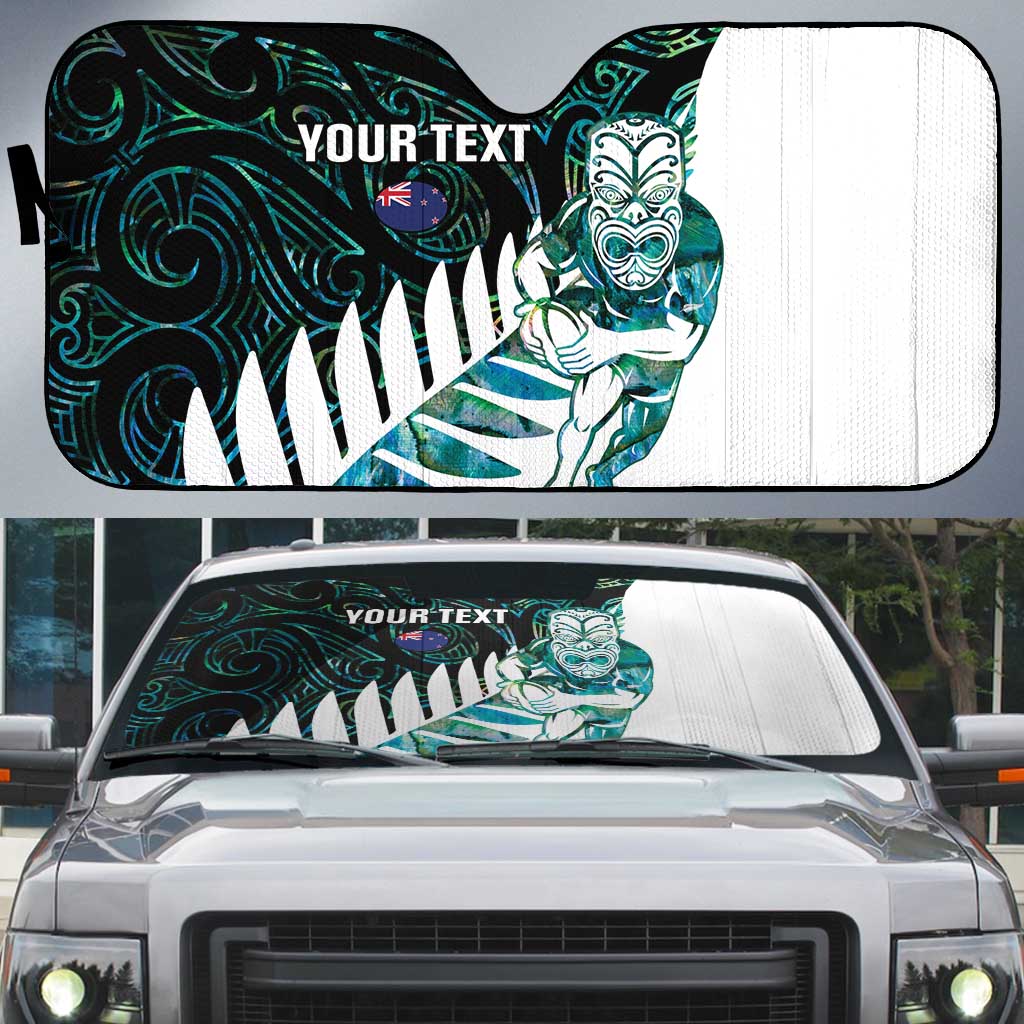 New Zealand Silver Fern Rugby Custom Auto Sun Shade Go All Black Turquoise Maori Paua Shell LT14 Turquoise - Polynesian Pride
