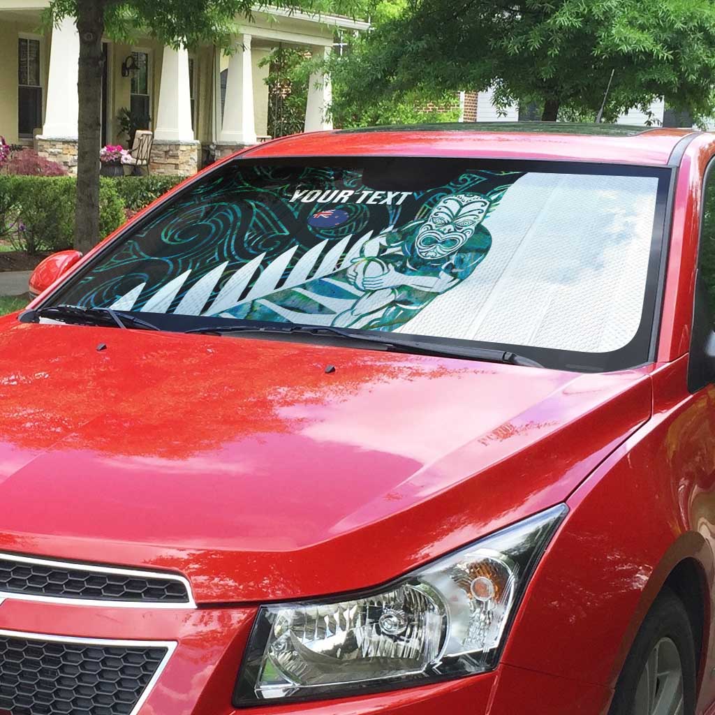 New Zealand Silver Fern Rugby Custom Auto Sun Shade Go All Black Turquoise Maori Paua Shell LT14 - Polynesian Pride