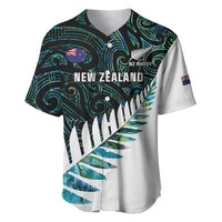 New Zealand Silver Fern Rugby Custom Baseball Jersey Go All Black Turquoise Maori Paua Shell LT14 Turquoise - Polynesian Pride