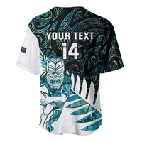 New Zealand Silver Fern Rugby Custom Baseball Jersey Go All Black Turquoise Maori Paua Shell LT14 - Polynesian Pride