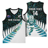 New Zealand Silver Fern Rugby Custom Basketball Jersey Go All Black Turquoise Maori Paua Shell - Polynesian Pride