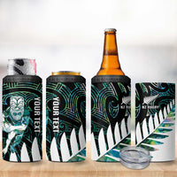 New Zealand Silver Fern Rugby Custom 4 in 1 Can Cooler Tumbler Go All Black Turquoise Maori Paua Shell LT14 - Polynesian Pride