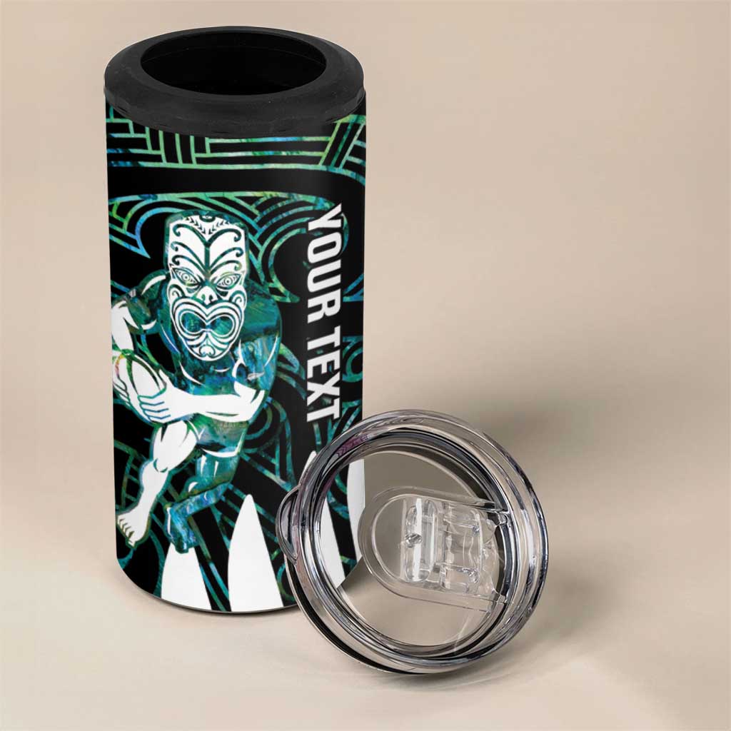 New Zealand Silver Fern Rugby Custom 4 in 1 Can Cooler Tumbler Go All Black Turquoise Maori Paua Shell LT14 - Polynesian Pride