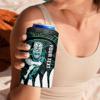 New Zealand Silver Fern Rugby Custom 4 in 1 Can Cooler Tumbler Go All Black Turquoise Maori Paua Shell LT14 - Polynesian Pride
