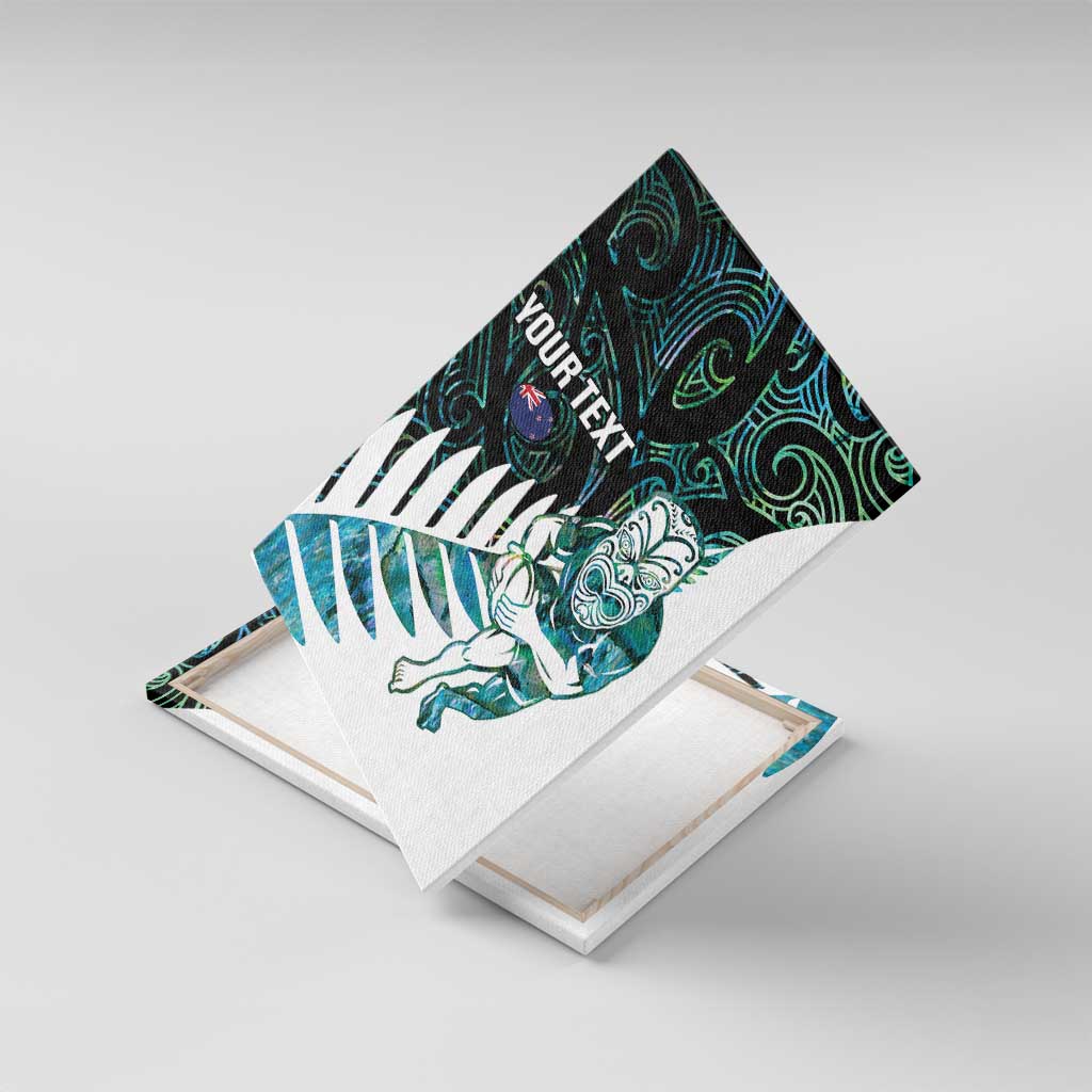 New Zealand Silver Fern Rugby Custom Canvas Wall Art Go All Black Turquoise Maori Paua Shell LT14 With Frame Turquoise - Polynesian Pride