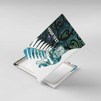 New Zealand Silver Fern Rugby Custom Canvas Wall Art Go All Black Turquoise Maori Paua Shell LT14 With Frame Turquoise - Polynesian Pride