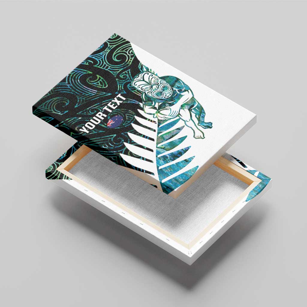 New Zealand Silver Fern Rugby Custom Canvas Wall Art Go All Black Turquoise Maori Paua Shell LT14 - Polynesian Pride
