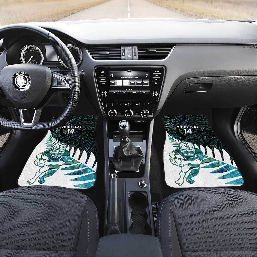 New Zealand Silver Fern Rugby Custom Car Mats Go All Black Turquoise Maori Paua Shell LT14 Set 2pcs - Front Turquoise - Polynesian Pride