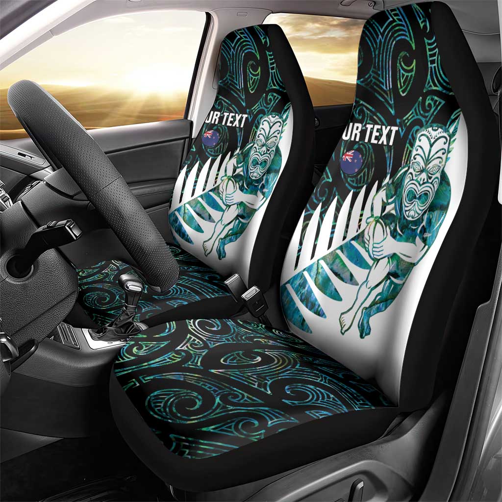 New Zealand Silver Fern Rugby Custom Car Seat Cover Go All Black Turquoise Maori Paua Shell - Polynesian Pride