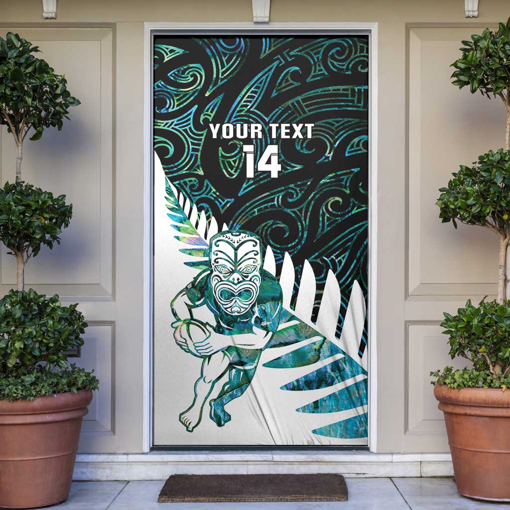 New Zealand Silver Fern Rugby Custom Door Cover Go All Black Turquoise Maori Paua Shell LT14 Turquoise - Polynesian Pride