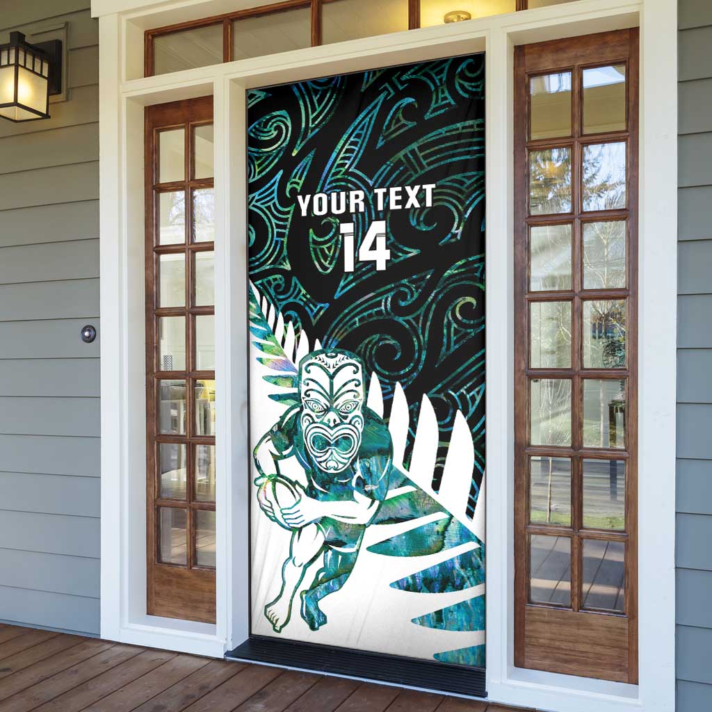 New Zealand Silver Fern Rugby Custom Door Cover Go All Black Turquoise Maori Paua Shell LT14 - Polynesian Pride