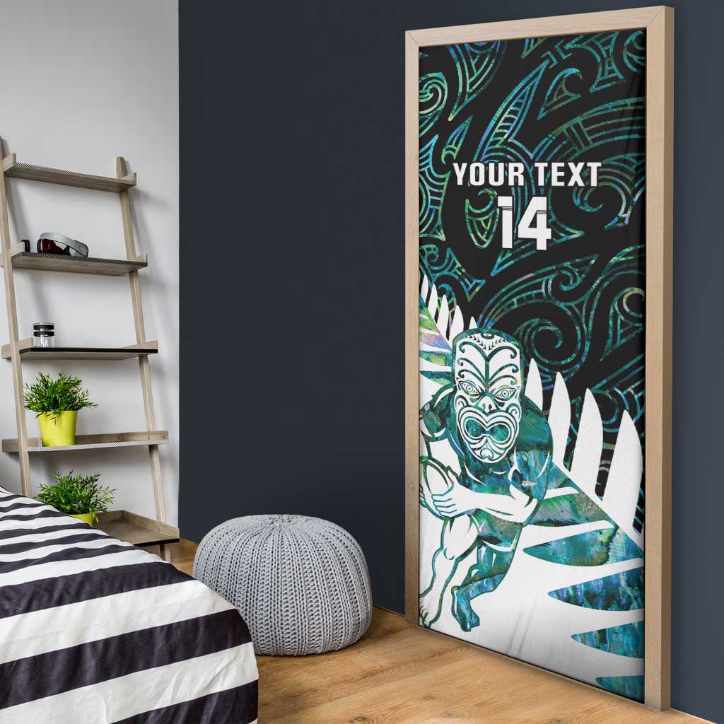 New Zealand Silver Fern Rugby Custom Door Cover Go All Black Turquoise Maori Paua Shell LT14 - Polynesian Pride
