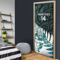 New Zealand Silver Fern Rugby Custom Door Cover Go All Black Turquoise Maori Paua Shell LT14 - Polynesian Pride