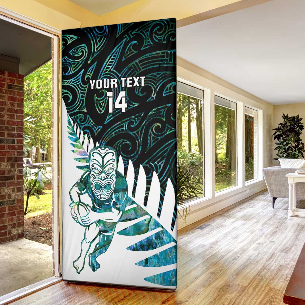 New Zealand Silver Fern Rugby Custom Door Cover Go All Black Turquoise Maori Paua Shell LT14 - Polynesian Pride