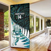 New Zealand Silver Fern Rugby Custom Door Cover Go All Black Turquoise Maori Paua Shell LT14 - Polynesian Pride