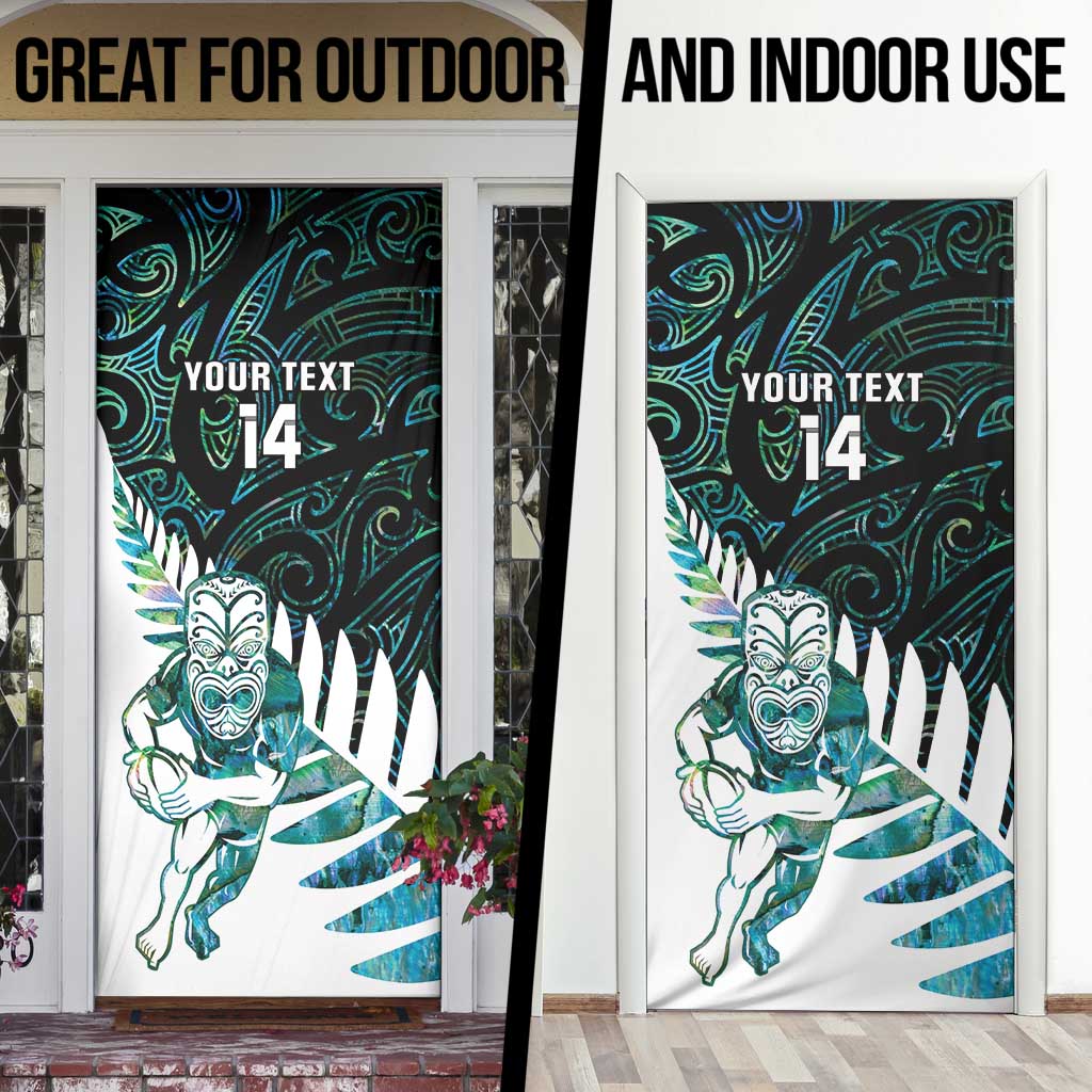 New Zealand Silver Fern Rugby Custom Door Cover Go All Black Turquoise Maori Paua Shell LT14 - Polynesian Pride