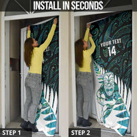 New Zealand Silver Fern Rugby Custom Door Cover Go All Black Turquoise Maori Paua Shell LT14 - Polynesian Pride
