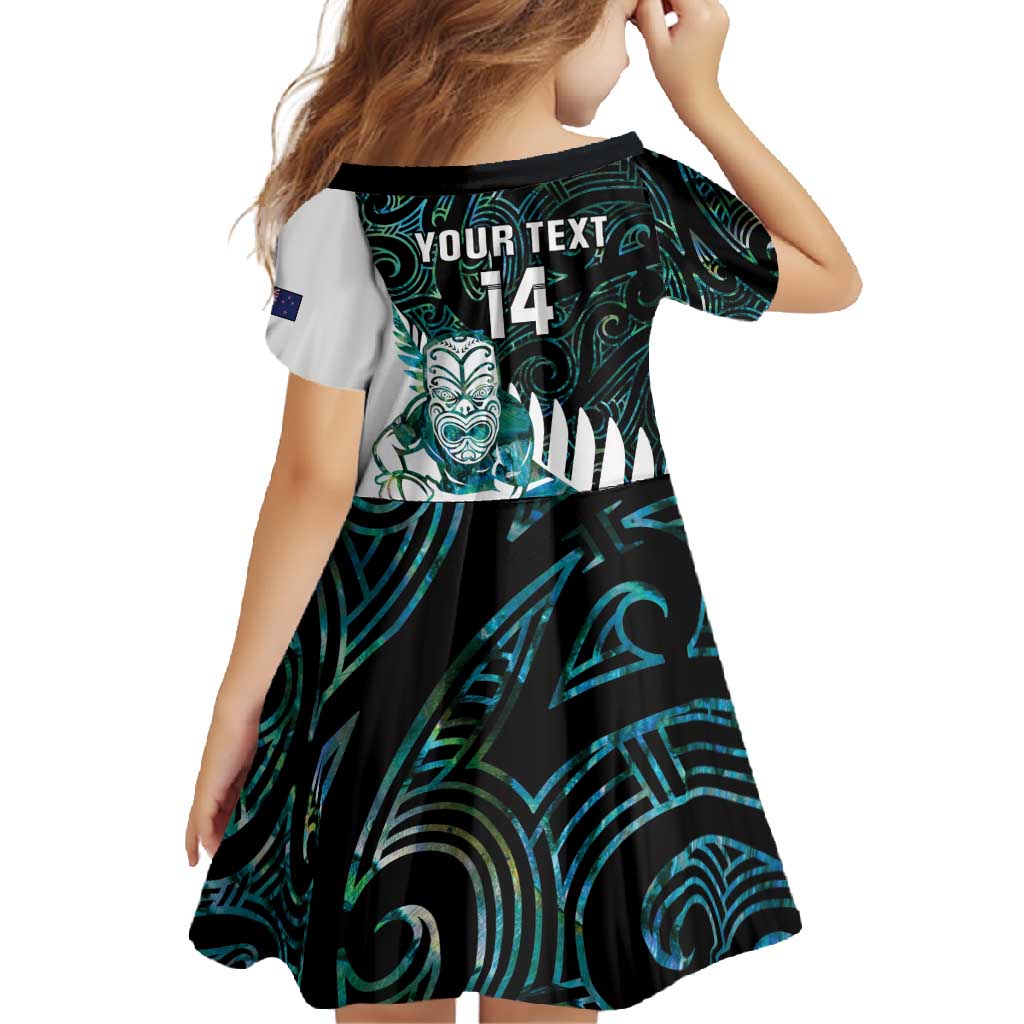 New Zealand Silver Fern Rugby Custom Family Matching Long Sleeve Bodycon Dress and Hawaiian Shirt Go All Black Turquoise Maori Paua Shell LT14 - Polynesian Pride