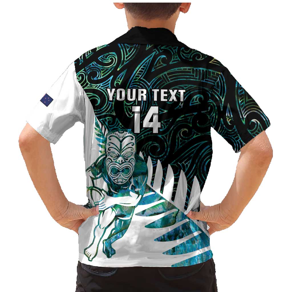 New Zealand Silver Fern Rugby Custom Family Matching Mermaid Dress and Hawaiian Shirt Go All Black Turquoise Maori Paua Shell LT14 - Polynesian Pride