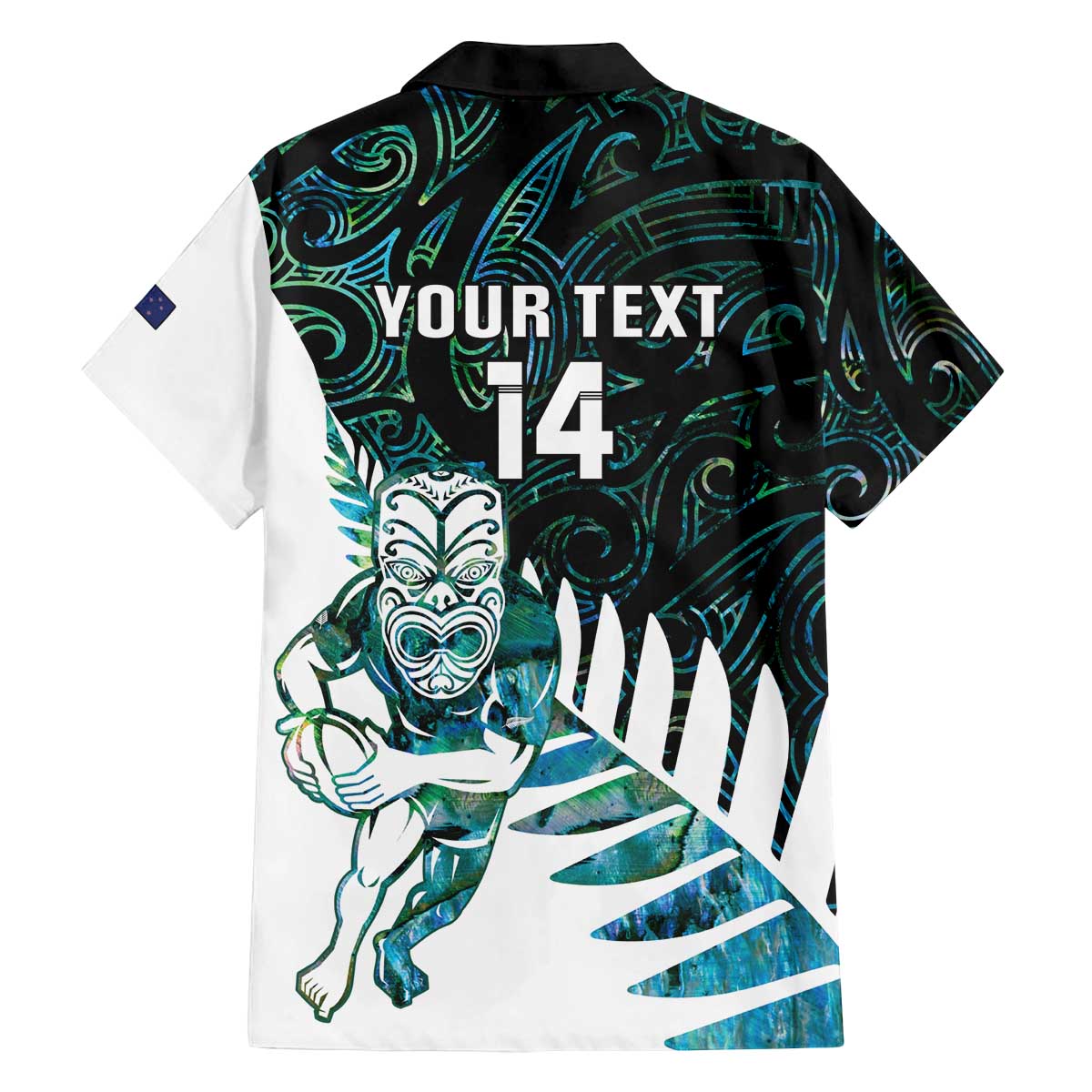 New Zealand Silver Fern Rugby Custom Family Matching Off The Shoulder Long Sleeve Dress and Hawaiian Shirt Go All Black Turquoise Maori Paua Shell LT14 - Polynesian Pride
