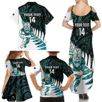 New Zealand Silver Fern Rugby Custom Family Matching Summer Maxi Dress and Hawaiian Shirt Go All Black Turquoise Maori Paua Shell LT14 - Polynesian Pride