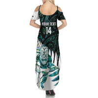 New Zealand Silver Fern Rugby Custom Family Matching Summer Maxi Dress and Hawaiian Shirt Go All Black Turquoise Maori Paua Shell LT14 - Polynesian Pride