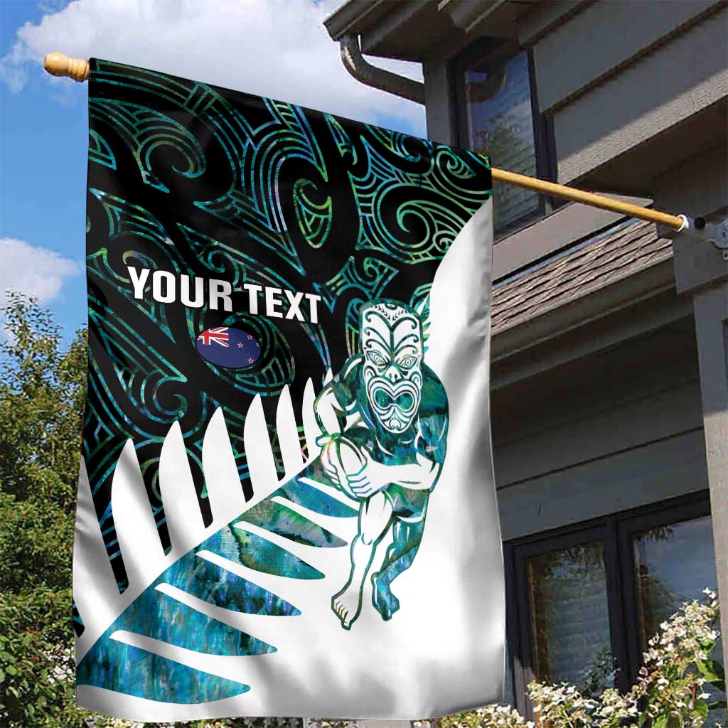 New Zealand Silver Fern Rugby Custom Garden Flag Go All Black Turquoise Maori Paua Shell LT14 - Polynesian Pride