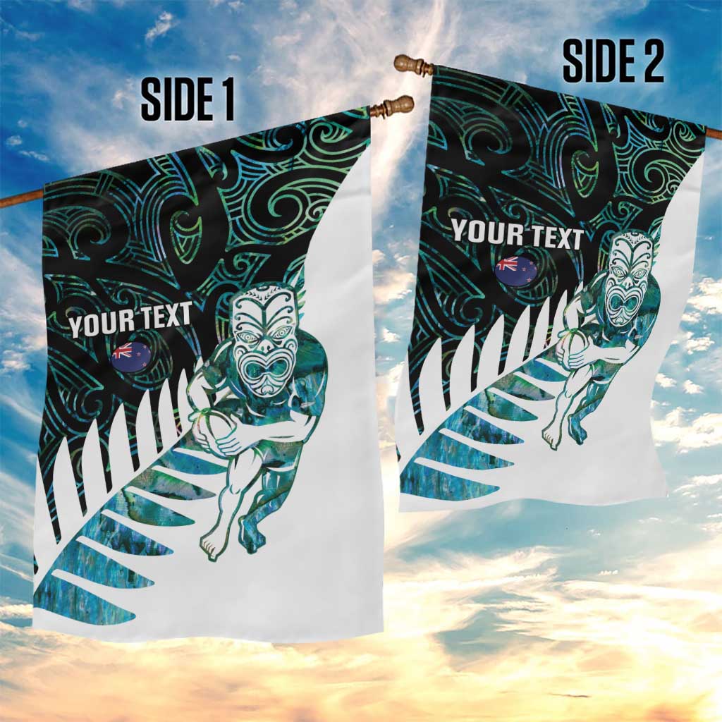 New Zealand Silver Fern Rugby Custom Garden Flag Go All Black Turquoise Maori Paua Shell LT14 - Polynesian Pride
