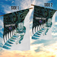 New Zealand Silver Fern Rugby Custom Garden Flag Go All Black Turquoise Maori Paua Shell LT14 - Polynesian Pride