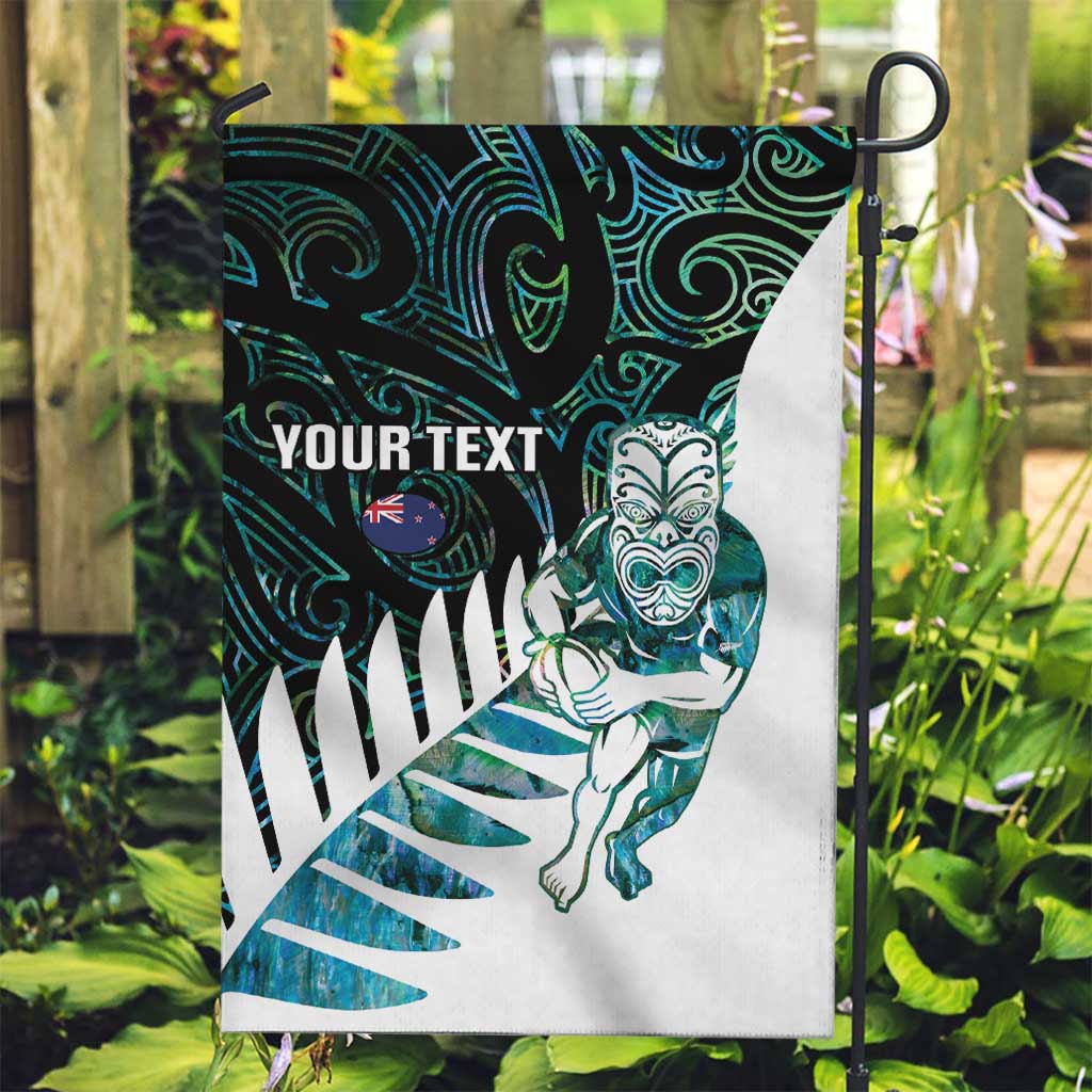 New Zealand Silver Fern Rugby Custom Garden Flag Go All Black Turquoise Maori Paua Shell LT14 Garden Flag Turquoise - Polynesian Pride