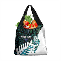 New Zealand Silver Fern Rugby Custom Grocery Bag Go All Black Turquoise Maori Paua Shell LT14 1-pack One Size Turquoise - Polynesian Pride