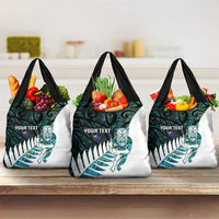 New Zealand Silver Fern Rugby Custom Grocery Bag Go All Black Turquoise Maori Paua Shell LT14 3-pack One Size Turquoise - Polynesian Pride