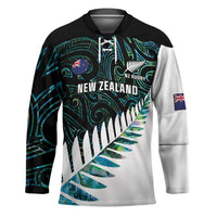 New Zealand Silver Fern Rugby Custom Hockey Jersey Go All Black Turquoise Maori Paua Shell LT14 Unisex Turquoise - Polynesian Pride