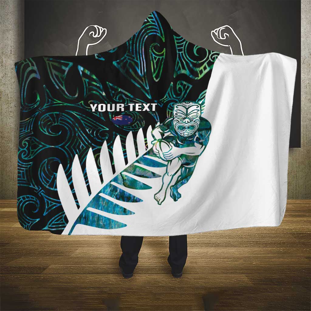 New Zealand Silver Fern Rugby Custom Hooded Blanket Go All Black Turquoise Maori Paua Shell LT14 - Polynesian Pride